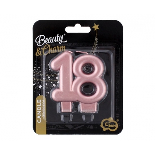 Świeczka urodzinowa cyfra 18 różowa